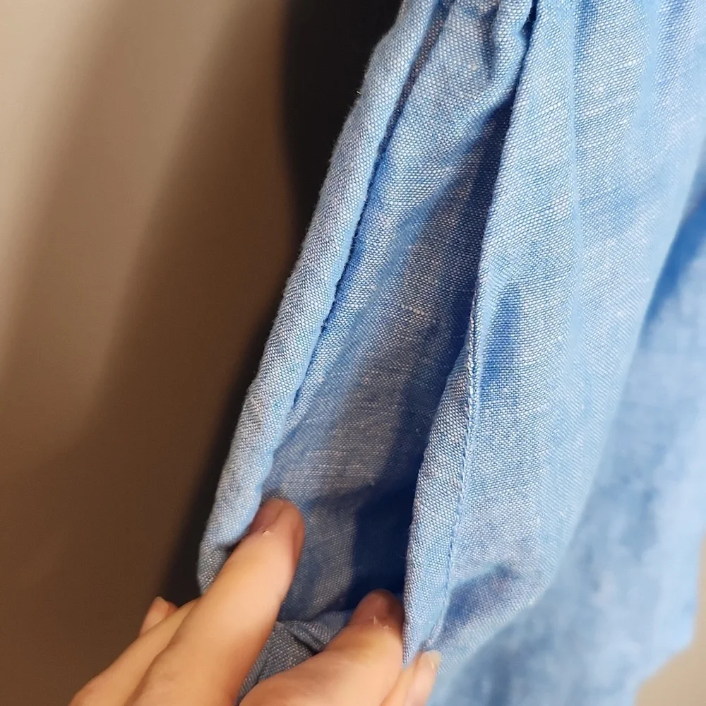 J. Crew Linen‎ Cotton Blend Blue Romper Size Small